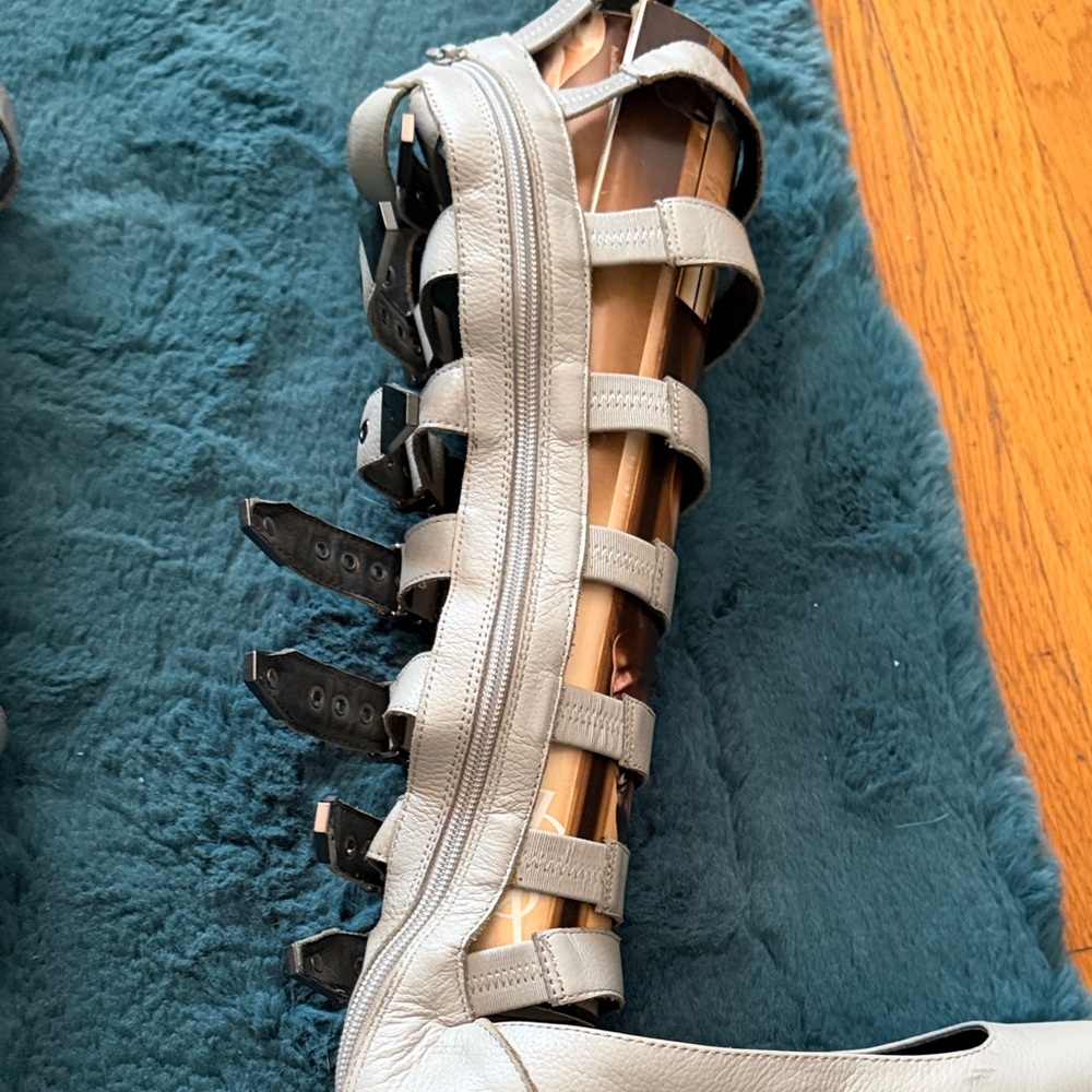 Platform Gladiator Buckle Sandals in Light Gray - Women's - Picture 5 of 9